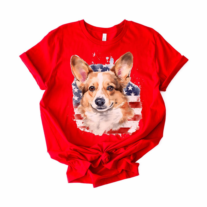 Patriotic Corgi American Flag T-Shirt Pembroke Welsh Corgi - Embellish by Jackie - Handmade Greeting Cards