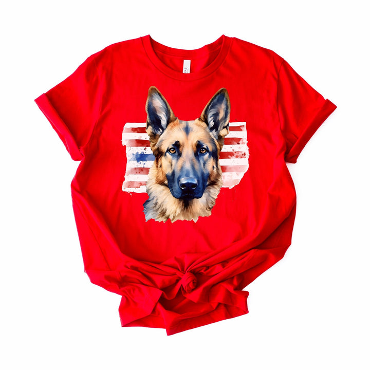 German Shepherd American Flag T-Shirt | Dog Patriotic Tee - Embellish by Jackie - Handmade Greeting Cards