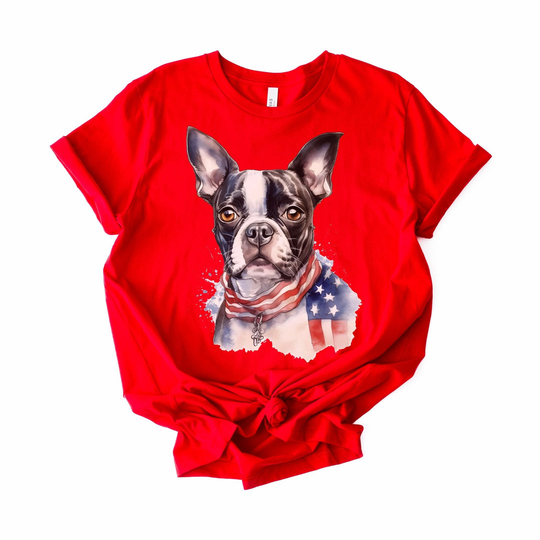 Boston Terrier Patriotic 4th of July T-Shirt - Bella Canvas - Embellish by Jackie - Handmade Greeting Cards