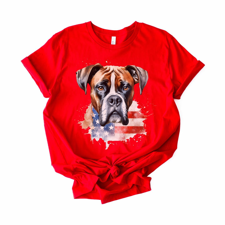 Boxer Patriotic 4th of July American Flag T-shirt Bella Canvas Multiple Colors - Embellish by Jackie - Handmade Greeting Cards