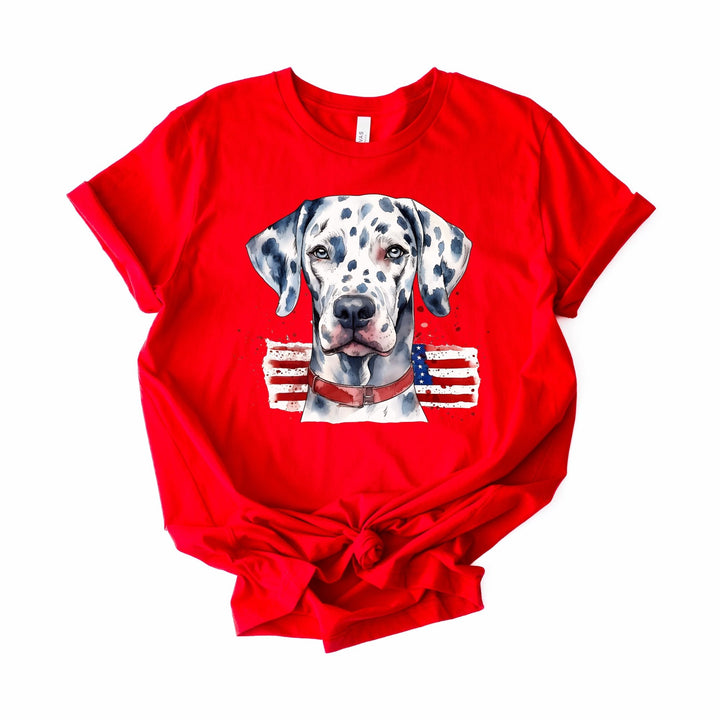 Dalmatian with American Flag T-Shirt | Patriotic Dog Tee - Embellish by Jackie - Handmade Greeting Cards