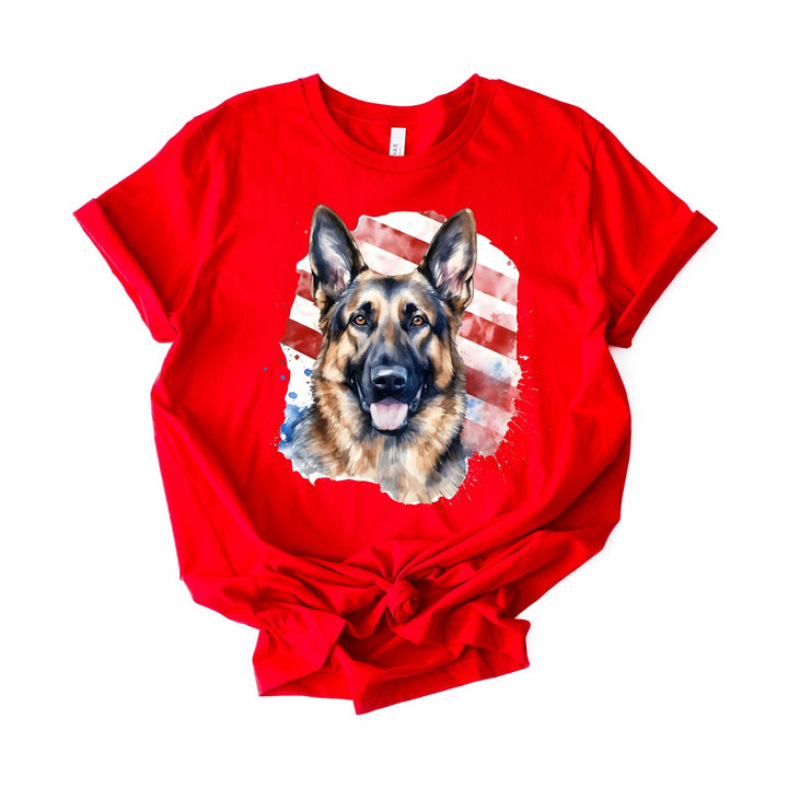 German Shepherd American Flag T-Shirt | Dog Patriotic Tee - Embellish by Jackie - Handmade Greeting Cards