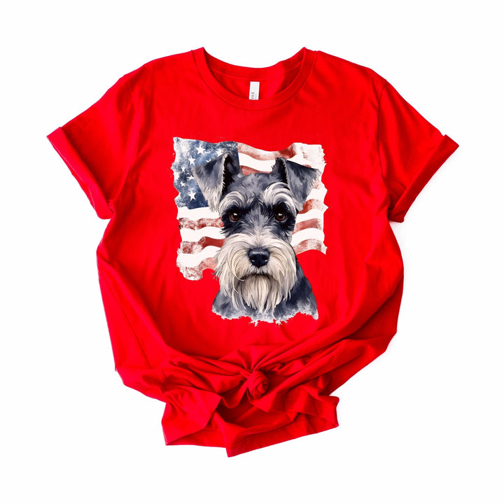 Standard Schnauzer with American Flag T-Shirt | Patriotic Dog Tee - Embellish by Jackie - Handmade Greeting Cards