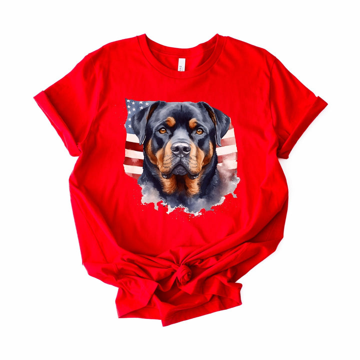 Rottweiler with American Flag T-Shirt | Patriotic Dog Tee - Embellish by Jackie - Handmade Greeting Cards