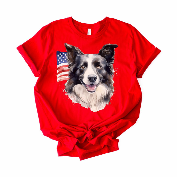 American Flag Border Collie Shirt T-Shirt | Patriotic Dog Tee