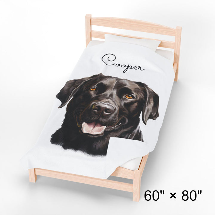 Black Labrador Retriever Velveteen Plush Blanket with Custom Dog Name - 3 Sizes available cozy throw dog lover