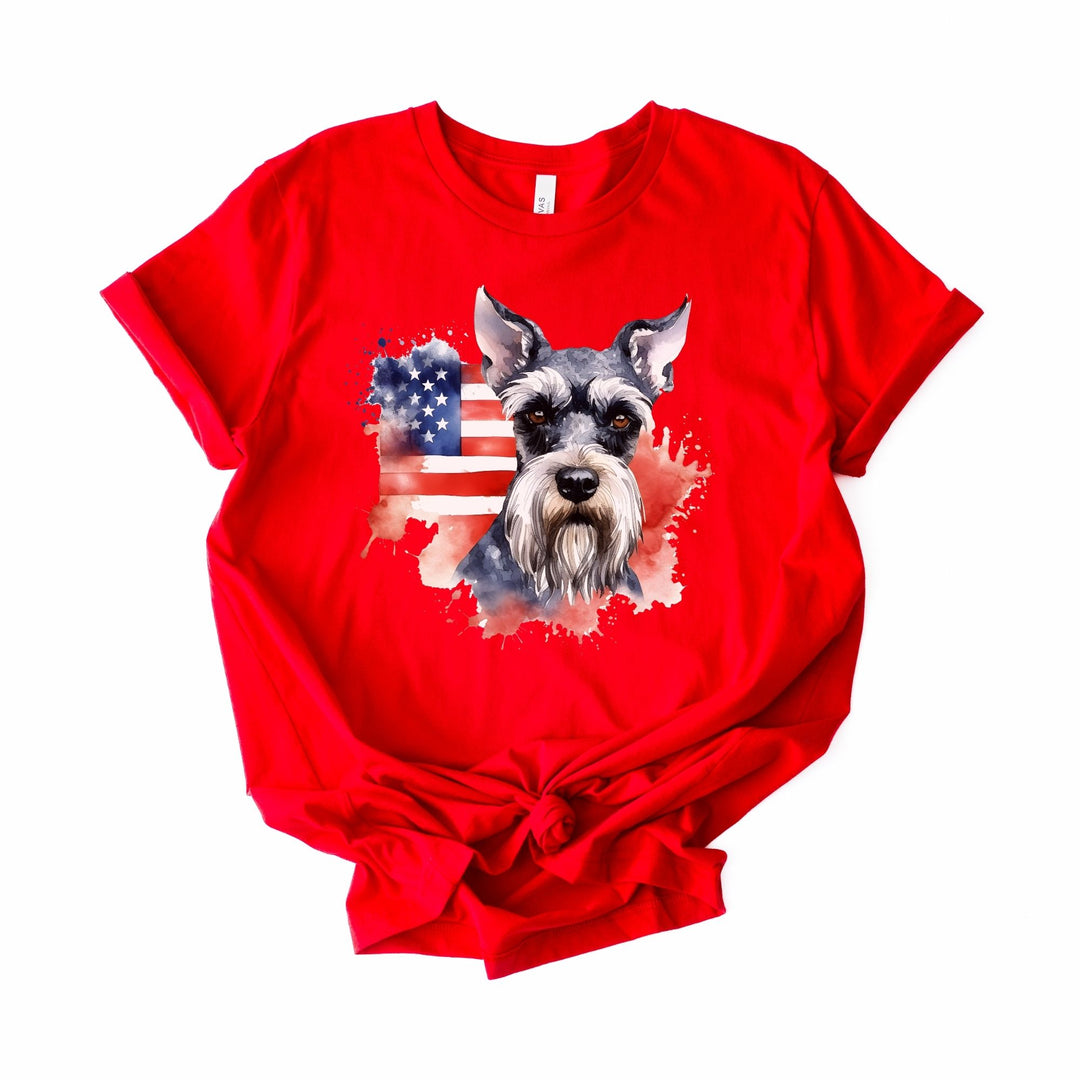 Patriotic Miniature Schnauzer Tee | Gray Schnauzer Dog Shirt - Embellish by Jackie - Handmade Greeting Cards