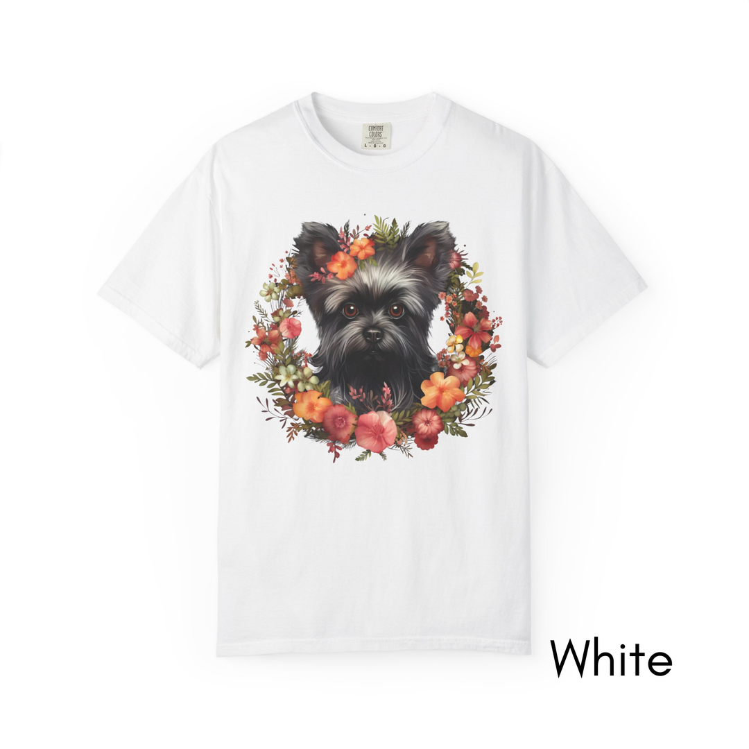 Affenpinscher Floral Wreath T-Shirt | Dog Portrait, Floral Circle
