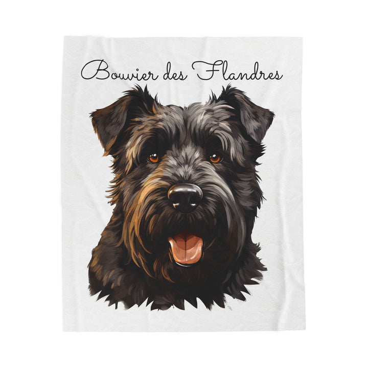 Bouvier des Flandres Velveteen Plush Blanket with White Background - 3 Sizes available cozy throw dog lover - Pet mom gift