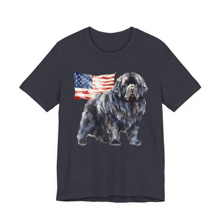 Black Newfoundland Dog American Flag T-Shirt | Patriotic Pet Tee - Embellish by Jackie - Handmade Greeting Cards