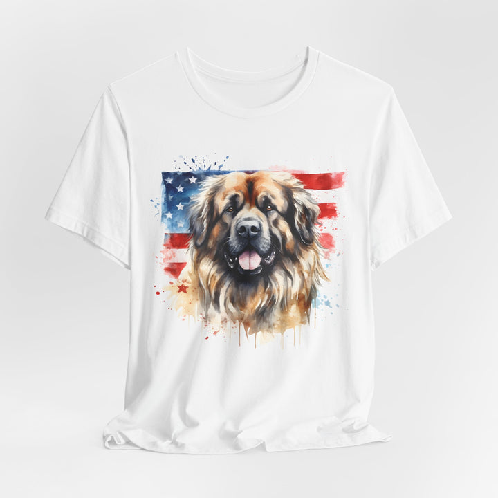 Leonberger Dog with American Flag T-Shirt | Patriotic Leonberger Tee - Embellish by Jackie - Handmade Greeting Cards