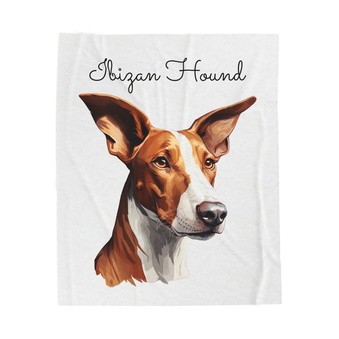 Ibizan Hound Portrait Velveteen Plush Blanket | Dog Lover Throw