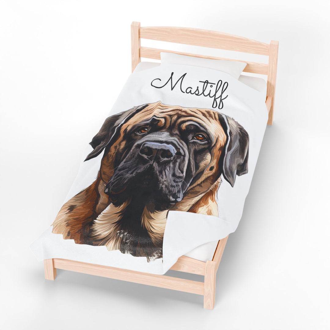 English Mastiff Velveteen Plush Blanket with White Background - 3 Sizes available cozy throw dog lover - Pet mom gift