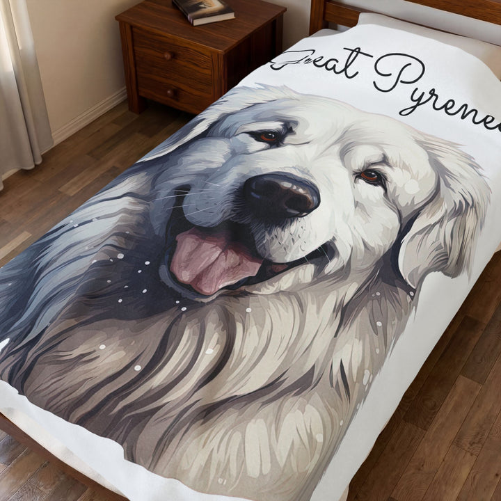 Great Pyrenees Velveteen Plush Blanket | Cozy Dog Throw - Embellish by Jackie - Handmade Greeting Cards