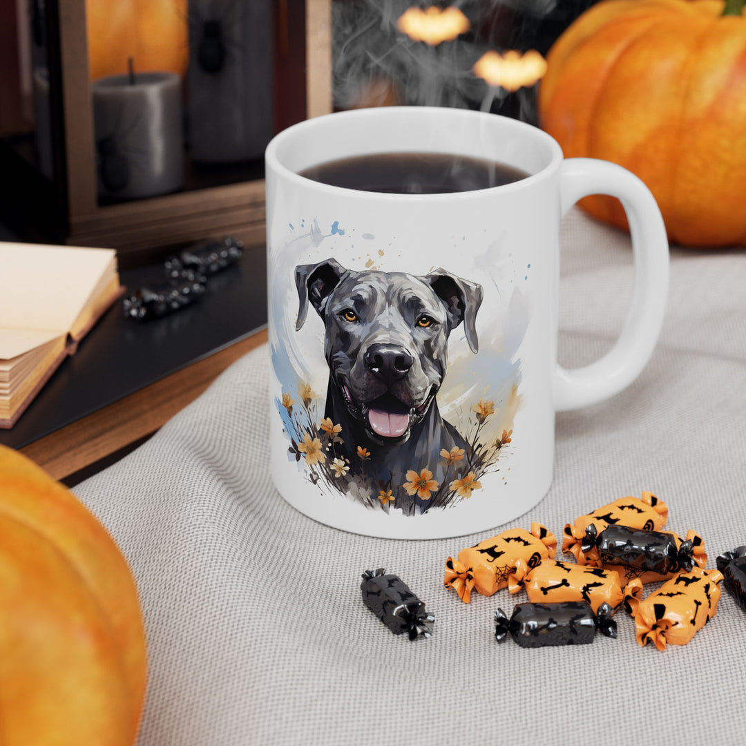 Great Dane Watercolor Floral Mug | Ceramic Coffee Cup