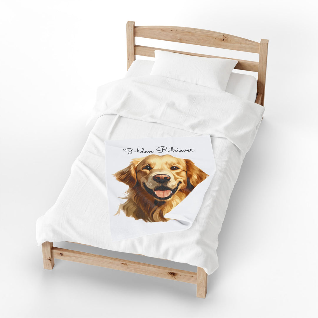 Golden Retriever Dog Face Velveteen Plush Blanket | Cozy Pet Lover Throw - Embellish by Jackie - Handmade Greeting Cards