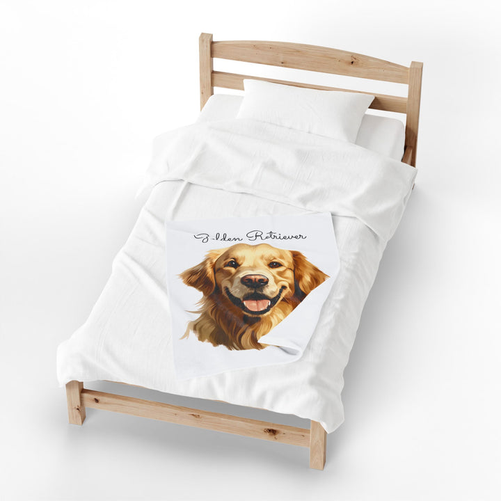 Golden Retriever Dog Face Velveteen Plush Blanket | Cozy Pet Lover Throw - Embellish by Jackie - Handmade Greeting Cards