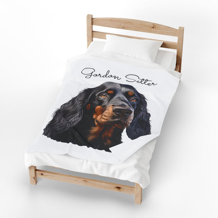 Gordon Setter Dog Face Velveteen Plush Blanket | Cozy Pet Portrait Throw - Embellish by Jackie - Handmade Greeting Cards