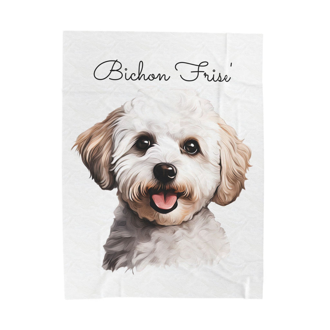 Bichon Frise Velveteen Plush Blanket with White Background - 3 Sizes available cozy throw dog lover - Pet mom gift