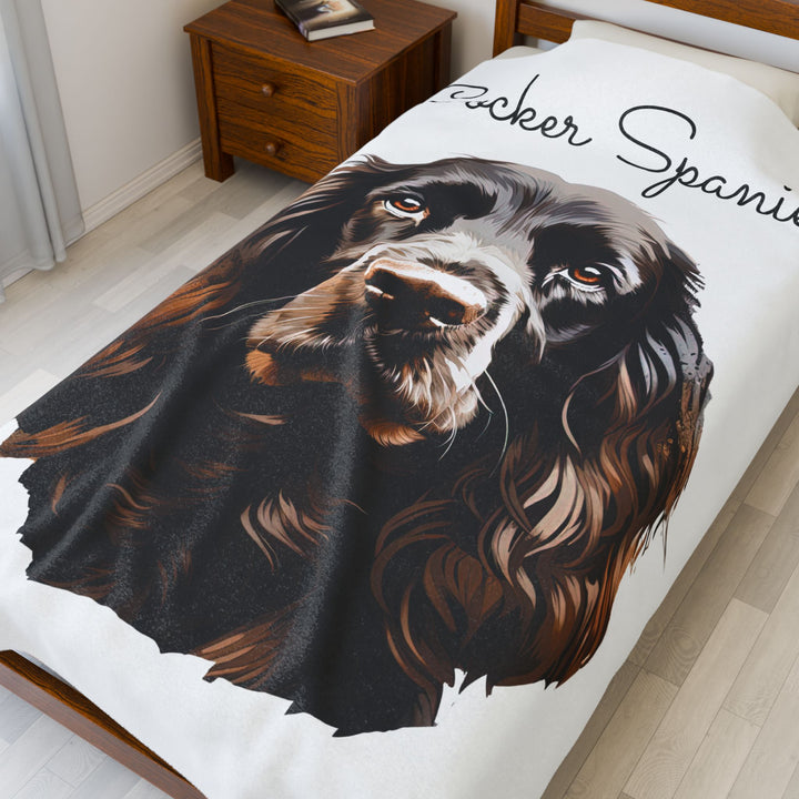 Brown Cocker Spaniel Dog Face Velveteen Plush Blanket - Embellish by Jackie - Handmade Greeting Cards
