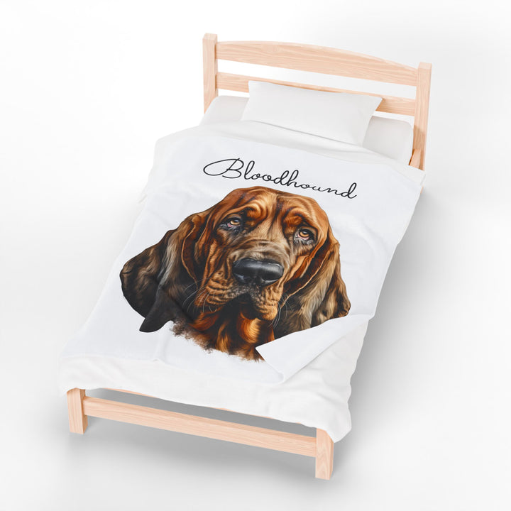 Bloodhound Velveteen Plush Blanket with White Background - 3 Sizes available cozy throw dog lover - Pet mom gift