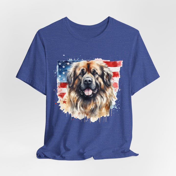 Leonberger Dog with American Flag T-Shirt | Patriotic Leonberger Tee - Embellish by Jackie - Handmade Greeting Cards