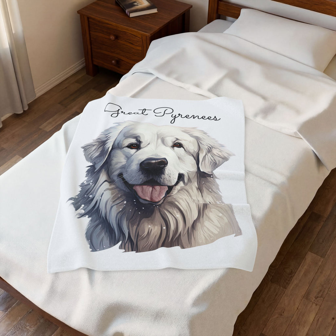 Great Pyrenees Velveteen Plush Blanket | Cozy Dog Throw - Embellish by Jackie - Handmade Greeting Cards