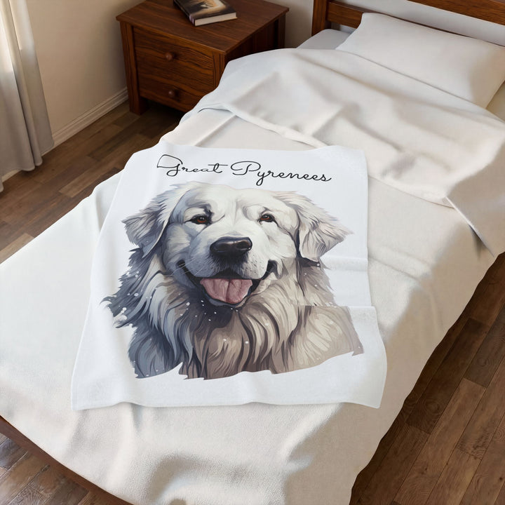 Great Pyrenees Velveteen Plush Blanket | Cozy Dog Throw - Embellish by Jackie - Handmade Greeting Cards