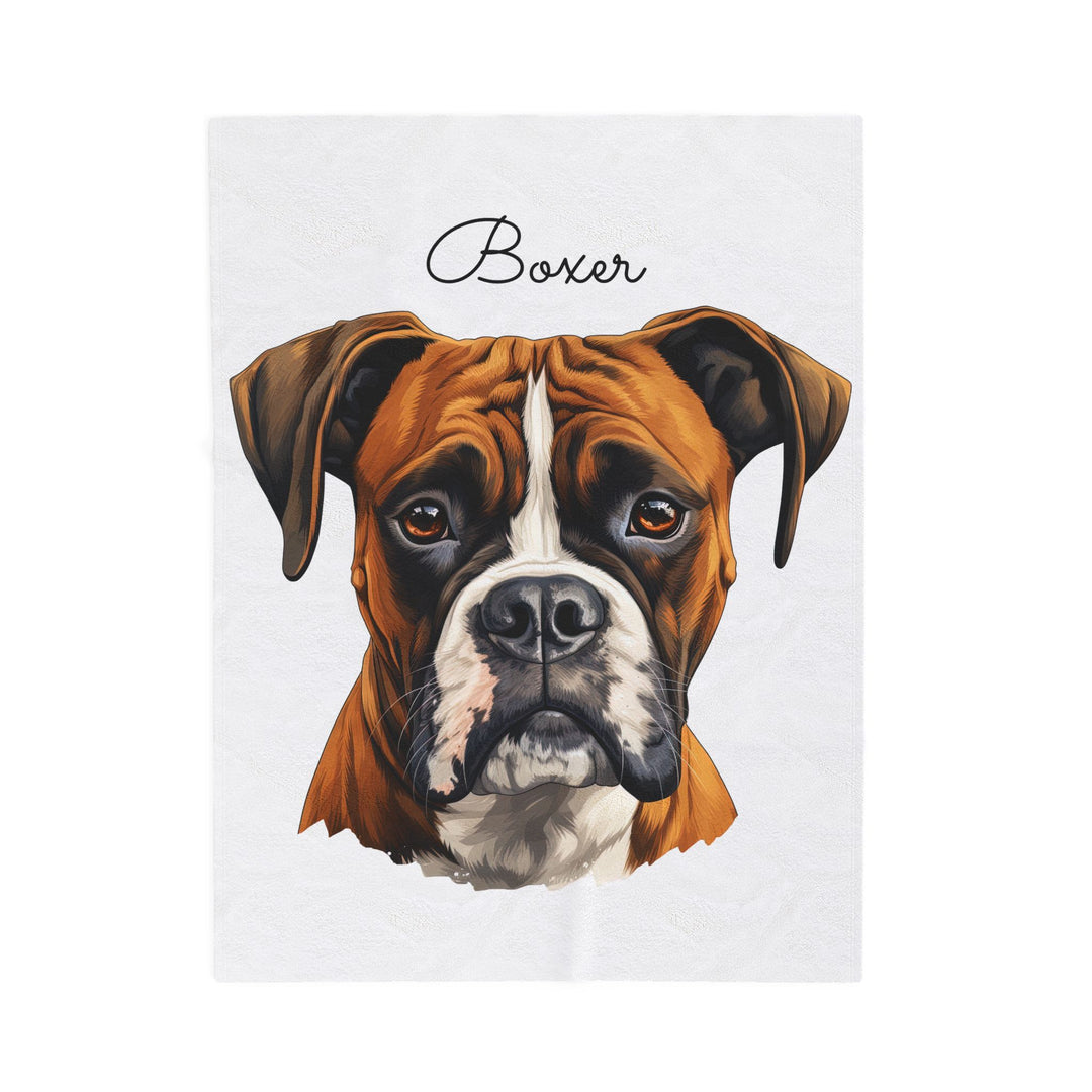 Boxer Velveteen Plush Blanket with White Background - 3 Sizes available cozy throw dog lover - Pet mom gift