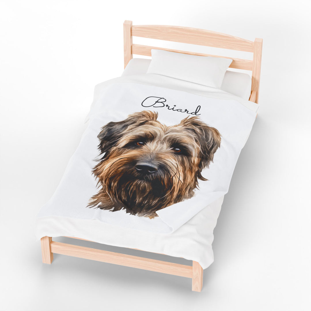 Briard Velveteen Plush Blanket with White Background - 3 Sizes available cozy throw dog lover - Pet mom gift