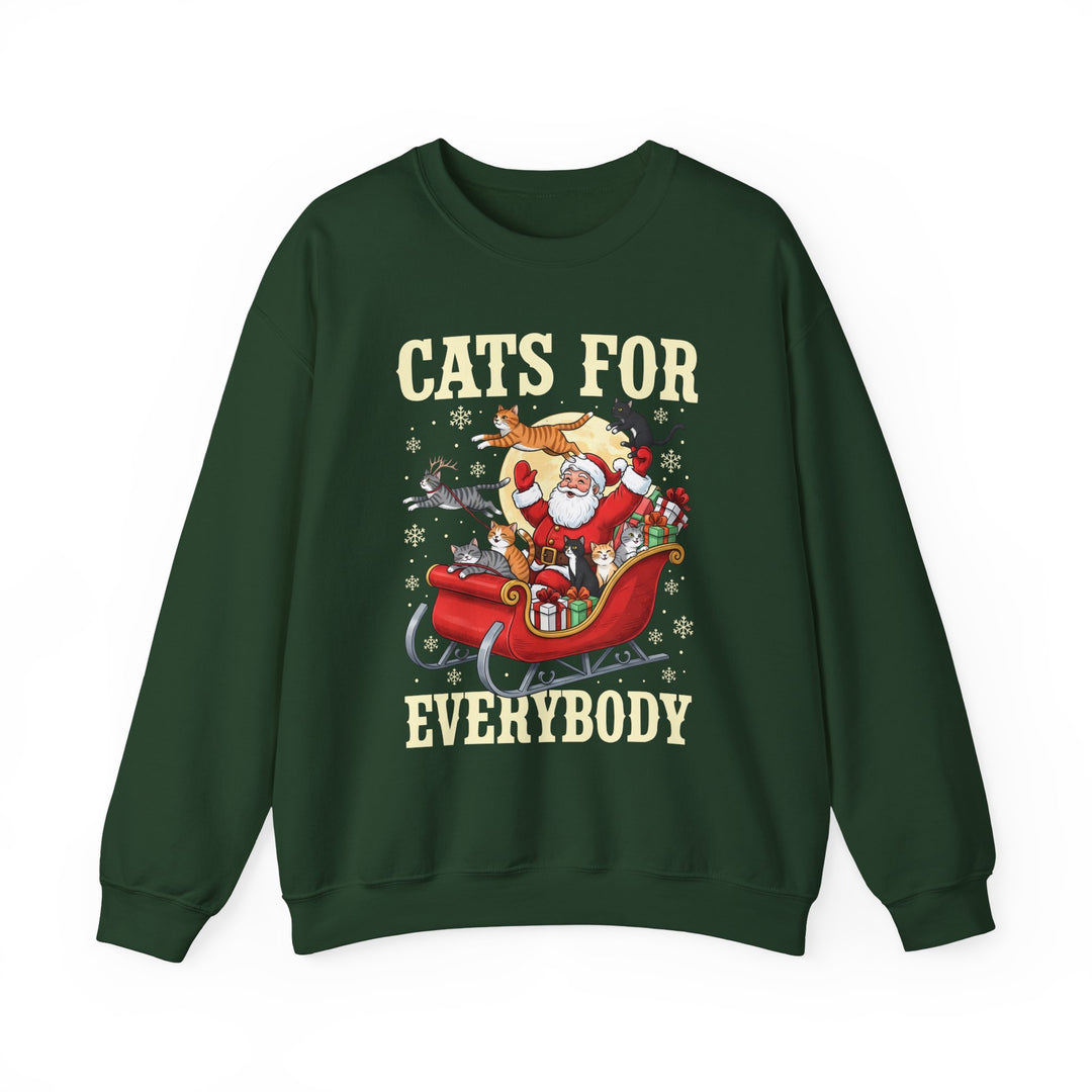Cats For Everybody Christmas Sweatshirt – Santa & Cat Holiday Crewneck - Embellish by Jackie - Handmade Greeting Cards
