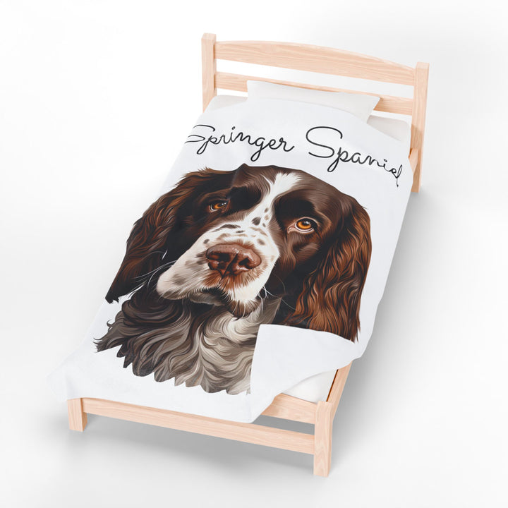 Springer Spaniel Velveteen Plush Blanket with White Background - 3 Sizes available cozy throw dog lover - Pet mom gift