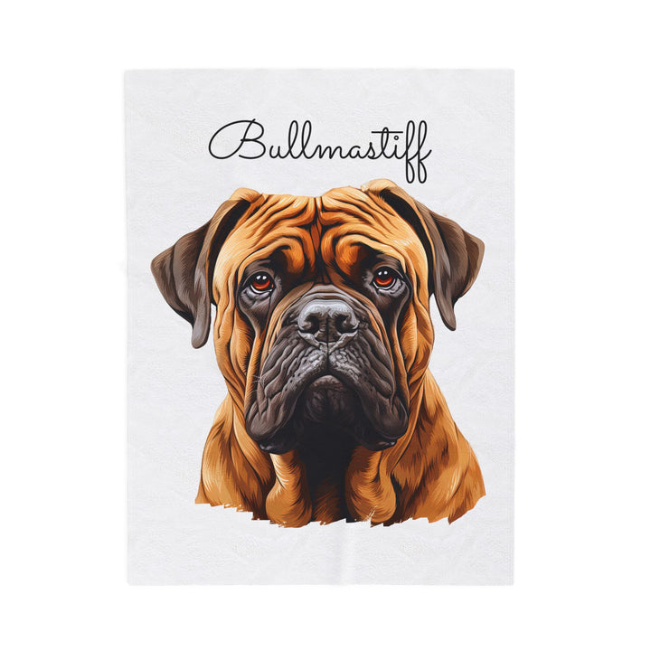 Bullmastiff Velveteen Plush Blanket with White Background - 3 Sizes available cozy throw dog lover - Pet mom gift