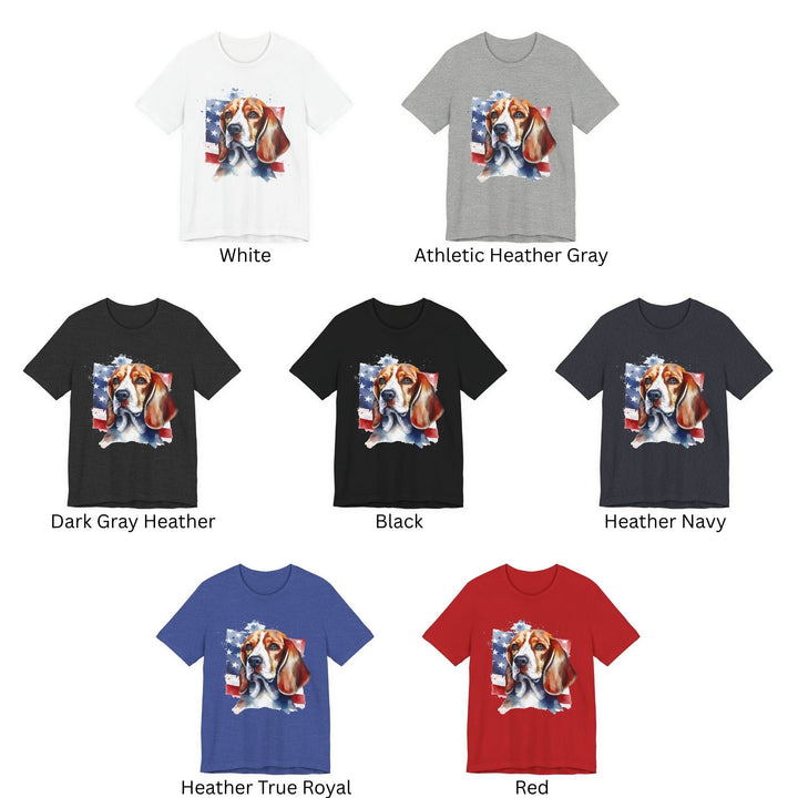 Beagle with American Flag T-Shirt | Patriotic Dog Tee - Embellish by Jackie - Handmade Greeting Cards