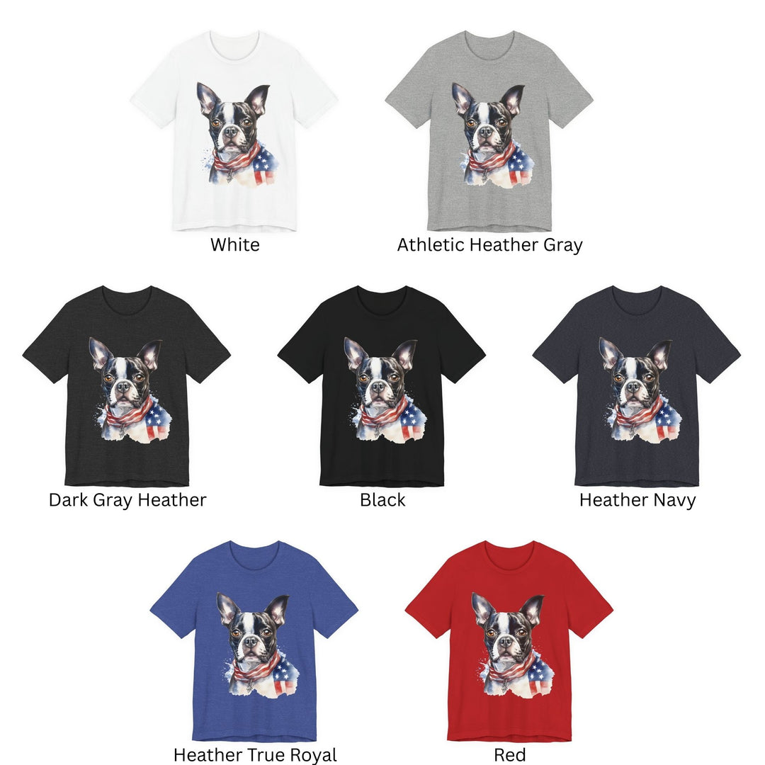 Boston Terrier Patriotic 4th of July T-Shirt - Bella Canvas - Embellish by Jackie - Handmade Greeting Cards