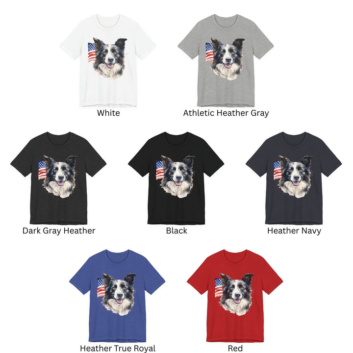 American Flag Border Collie Shirt T-Shirt | Patriotic Dog Tee