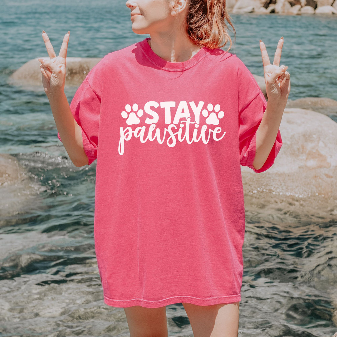 Stay Pawsitive Comfort Colors t-shirt Sizes 2XL-4XL Multiple Colors