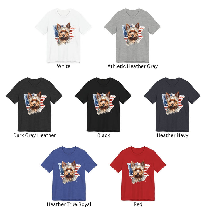 Yorkshire Terrier American Flag T-Shirt | Yorkie USA Patriotic Tee