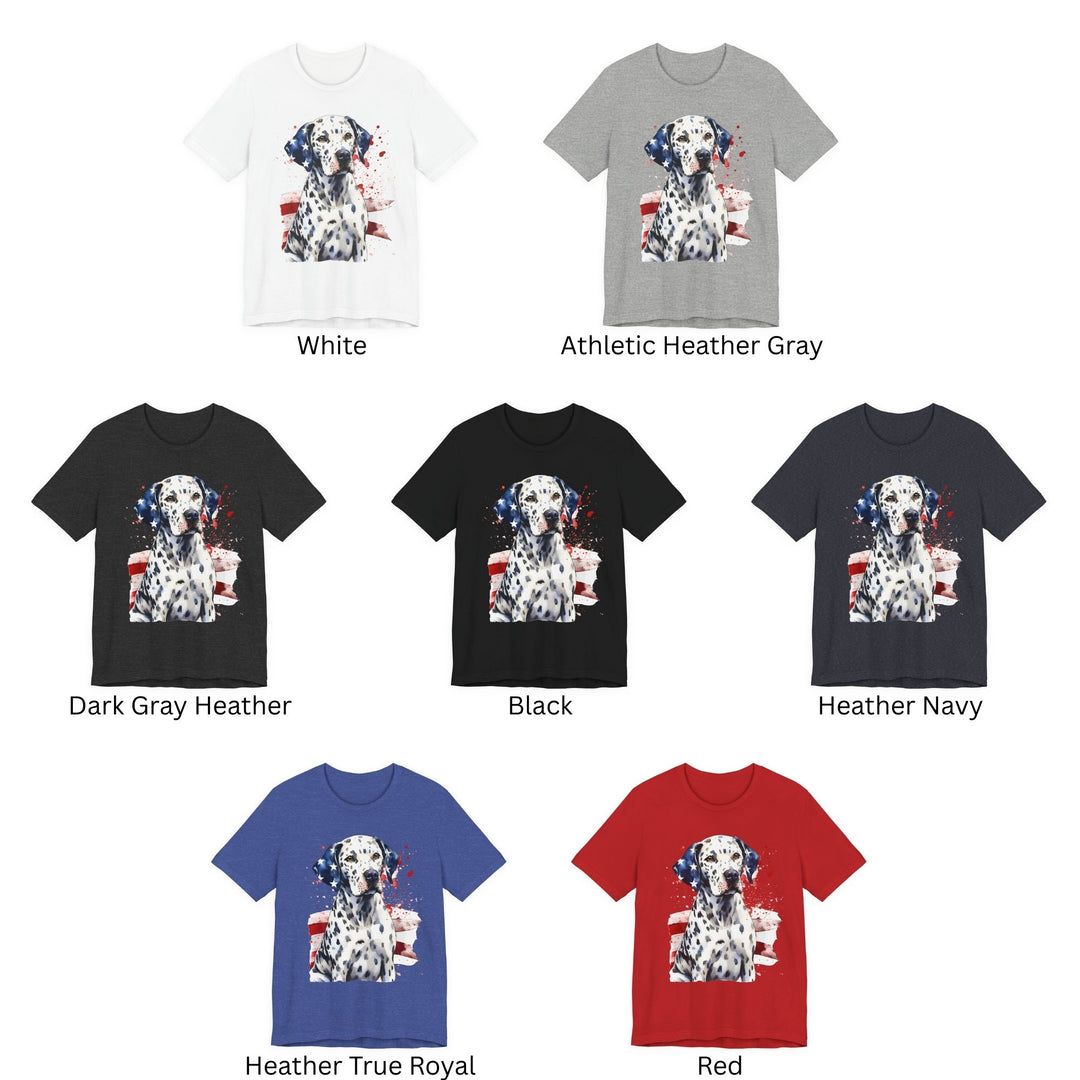 Dalmatian with American Flag Tee | Patriotic Dog Shirt - Embellish by Jackie - Handmade Greeting Cards