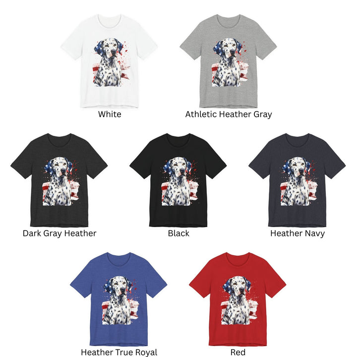 Dalmatian with American Flag Tee | Patriotic Dog Shirt - Embellish by Jackie - Handmade Greeting Cards