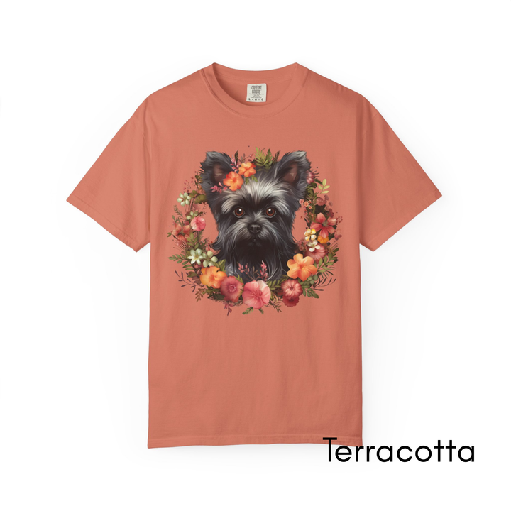 Affenpinscher Floral Wreath T-Shirt | Dog Portrait, Floral Circle