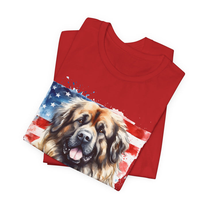 Leonberger Dog with American Flag T-Shirt | Patriotic Leonberger Tee - Embellish by Jackie - Handmade Greeting Cards