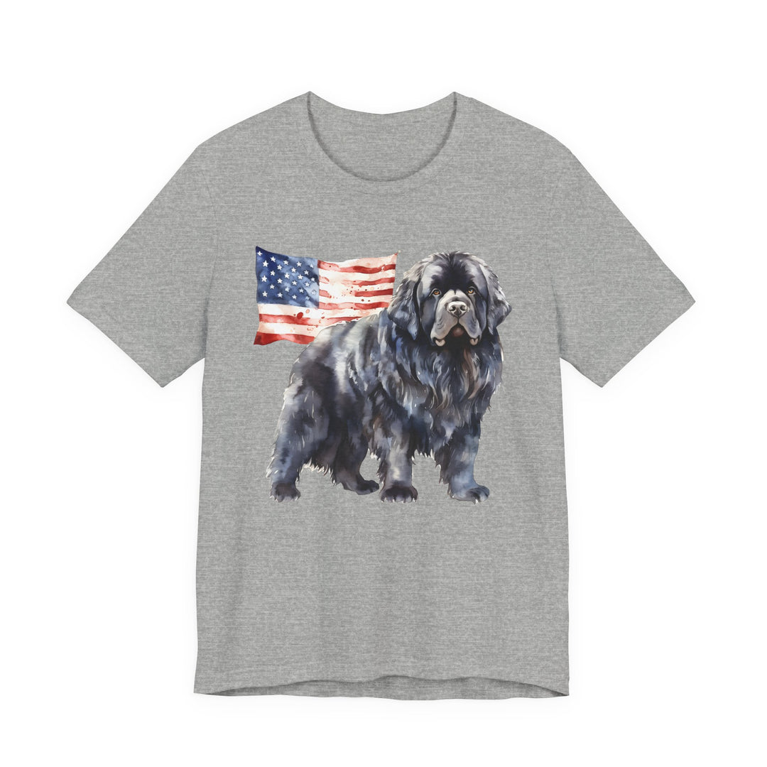 Black Newfoundland Dog American Flag T-Shirt | Patriotic Pet Tee - Embellish by Jackie - Handmade Greeting Cards