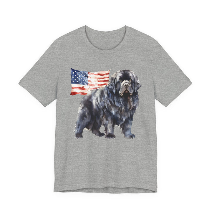 Black Newfoundland Dog American Flag T-Shirt | Patriotic Pet Tee - Embellish by Jackie - Handmade Greeting Cards