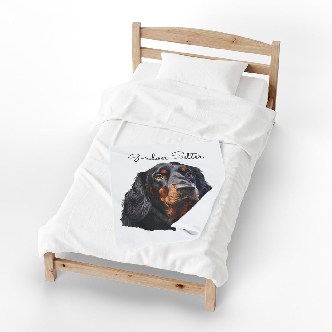 Gordon Setter Dog Face Velveteen Plush Blanket | Cozy Pet Portrait Throw - Embellish by Jackie - Handmade Greeting Cards