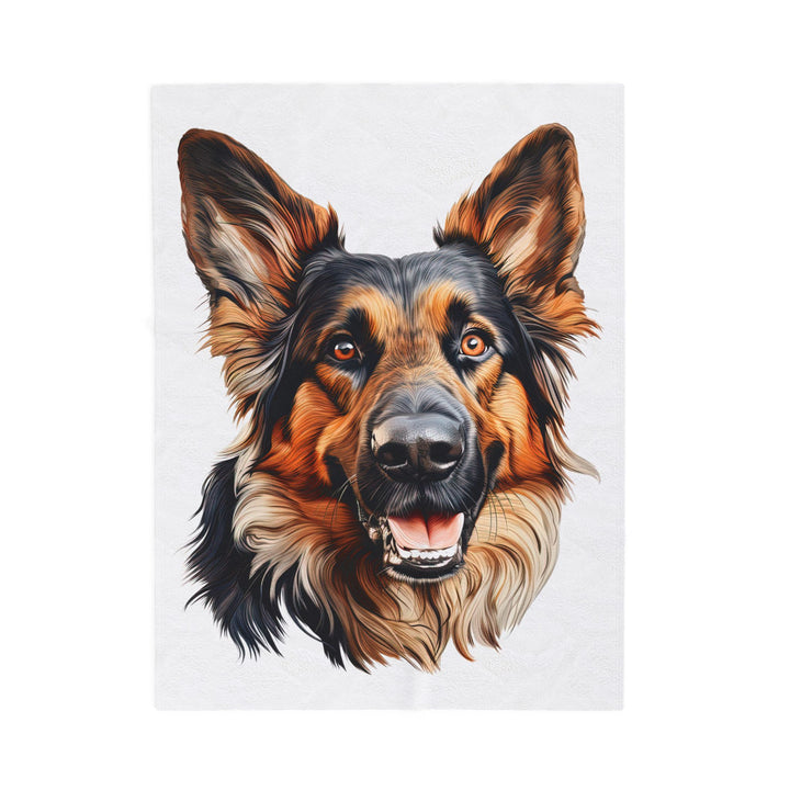 German Shepherd Dog Face Velveteen Plush Blanket - Embellish by Jackie - Handmade Greeting Cards
