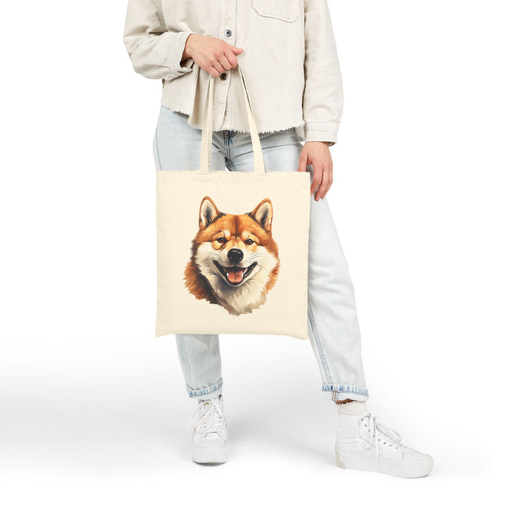 Adorable Shiba Inu Dog Cotton Canvas Tote Bag, Eco-Friendly Shopping Bag, Dog Lover Gift, Pet Tote, Cute Grocery Bag