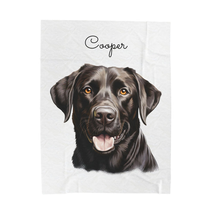 Black Labrador Retriever Velveteen Plush Blanket with Custom Dog Name - 3 Sizes available cozy throw dog lover