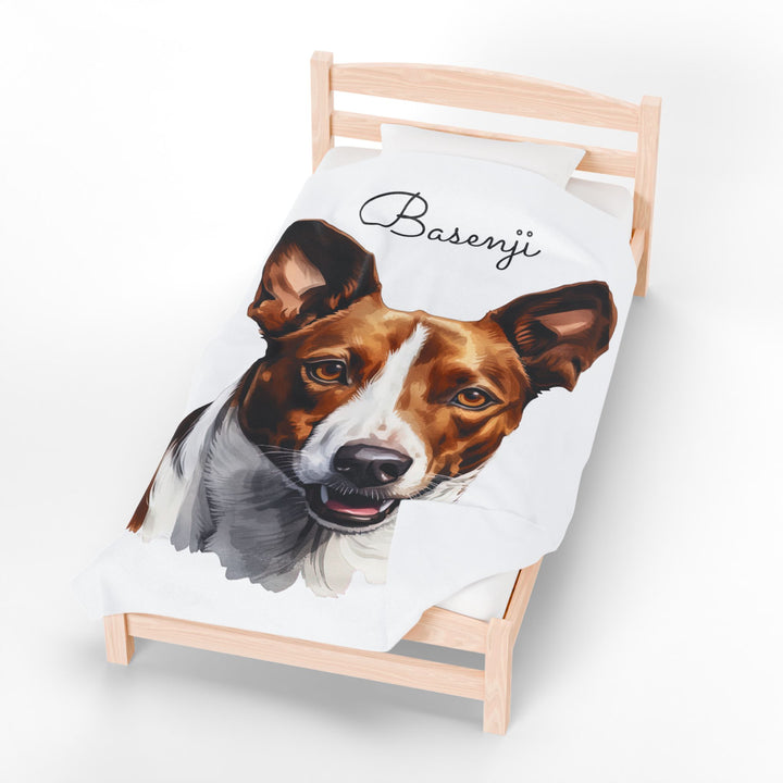 Basenji Velveteen Plush Blanket White Background - 3 Sizes available cozy throw dog lover