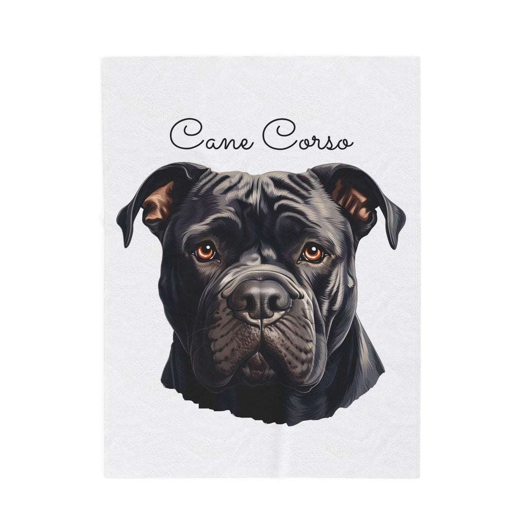 Cane Corso Velveteen Plush Blanket with White Background - 3 Sizes available cozy throw dog lover - Pet mom gift